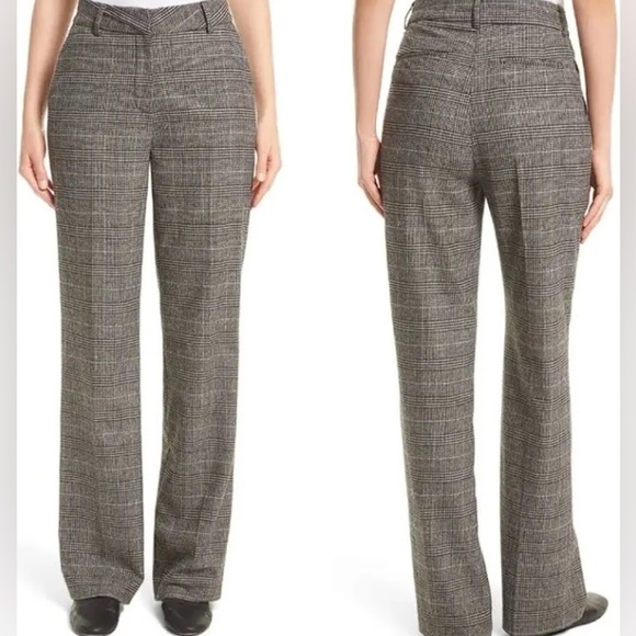 JOIE Straight Leg Plaid Gray Trousers Pants Sz 4 - Picture 1 of 6